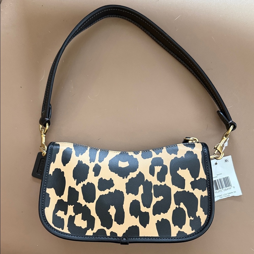 NWT Coach Leopard Print Leather Swing 20 bag